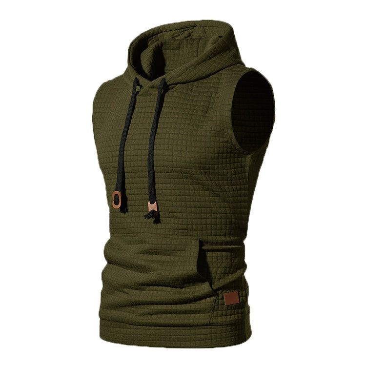 Jacquard Sleeveless Knitted Hoodie