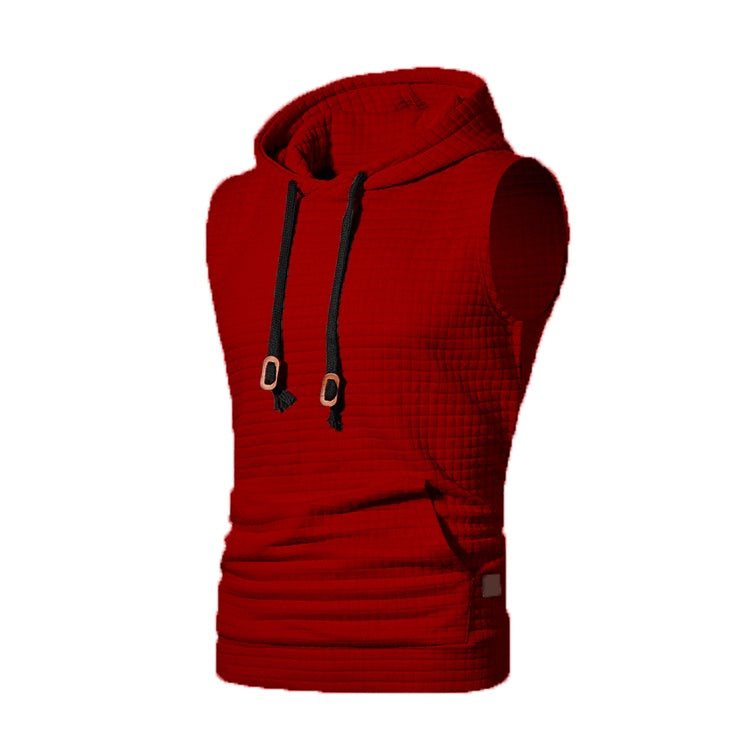 Jacquard Sleeveless Knitted Hoodie