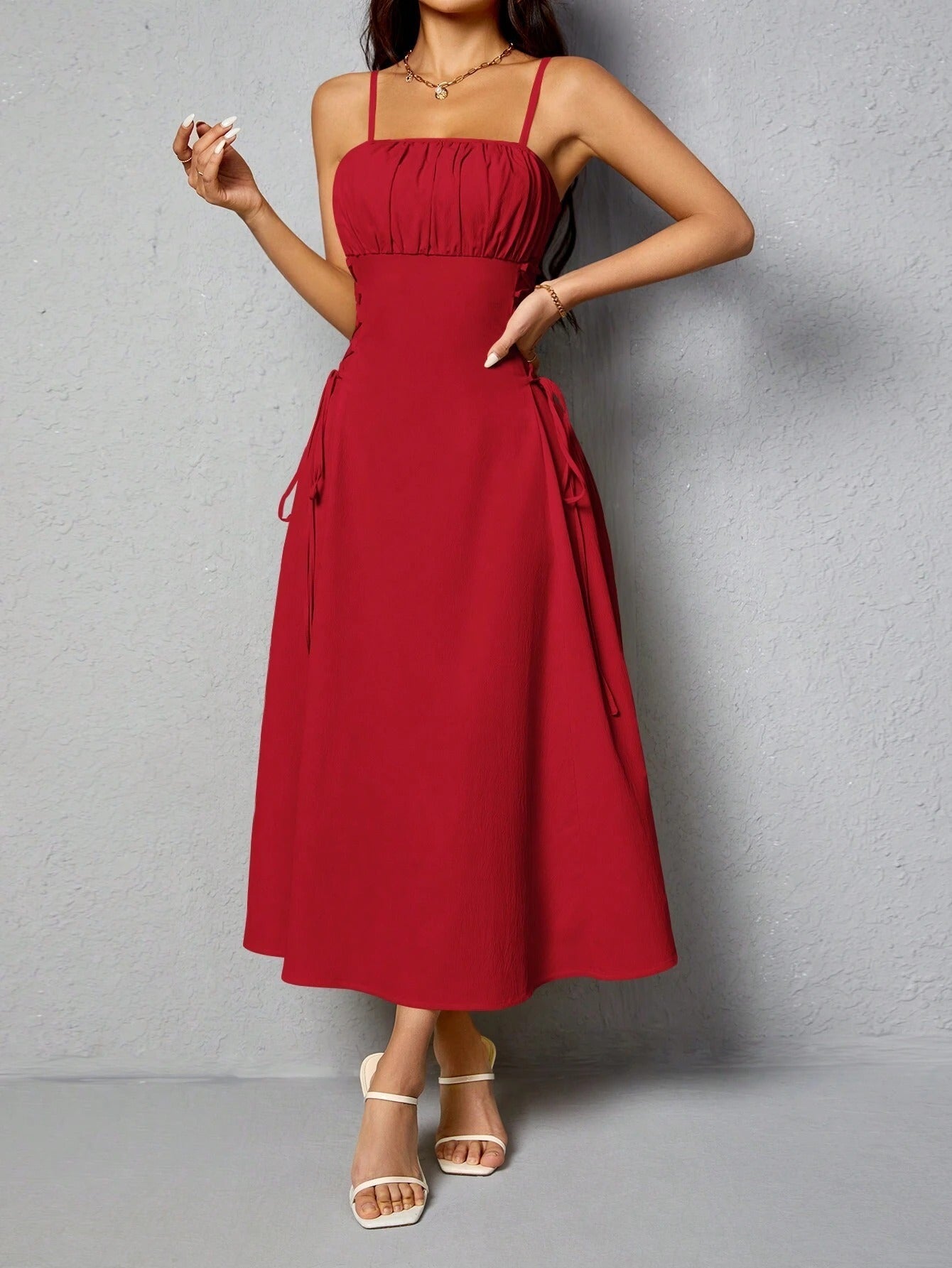 Spaghetti Straps Waist-tight Long Dress