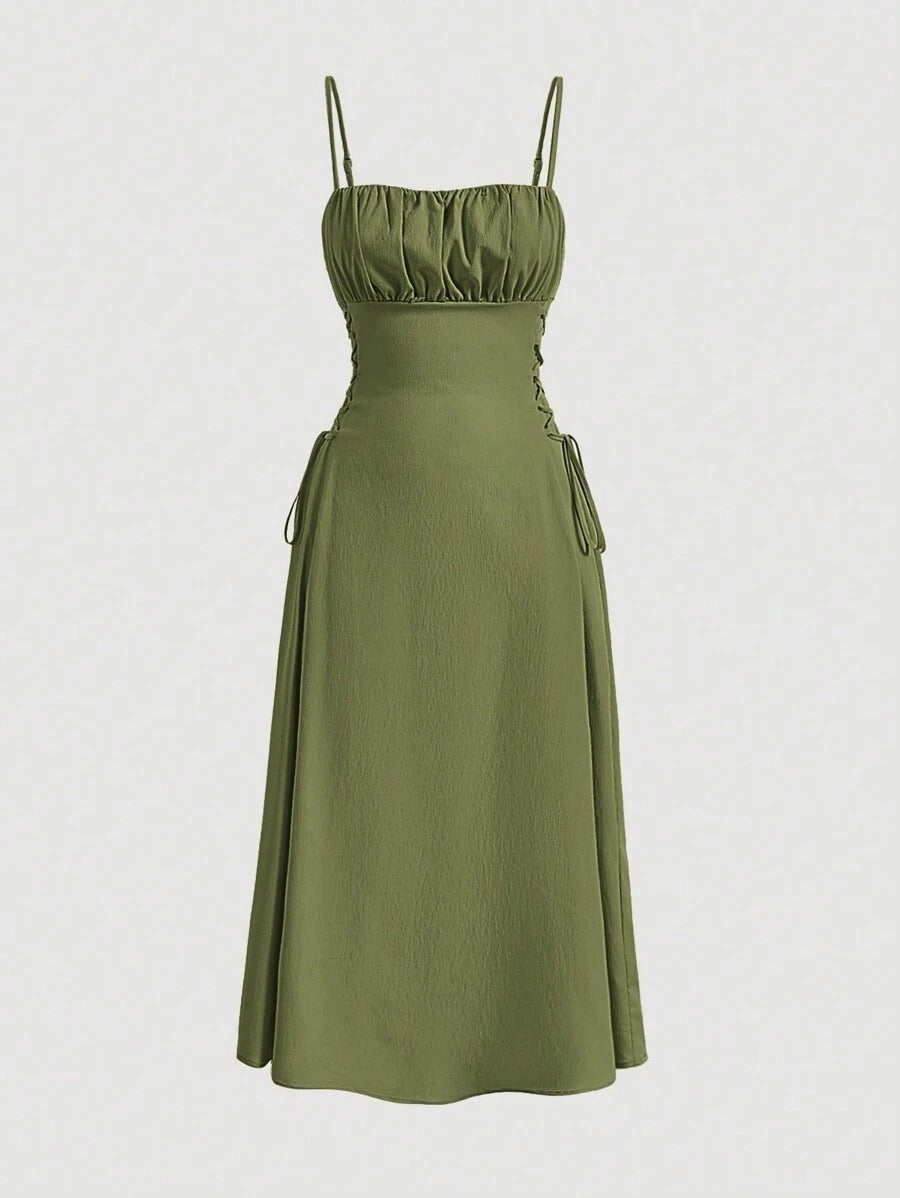 Spaghetti Straps Waist-tight Long Dress
