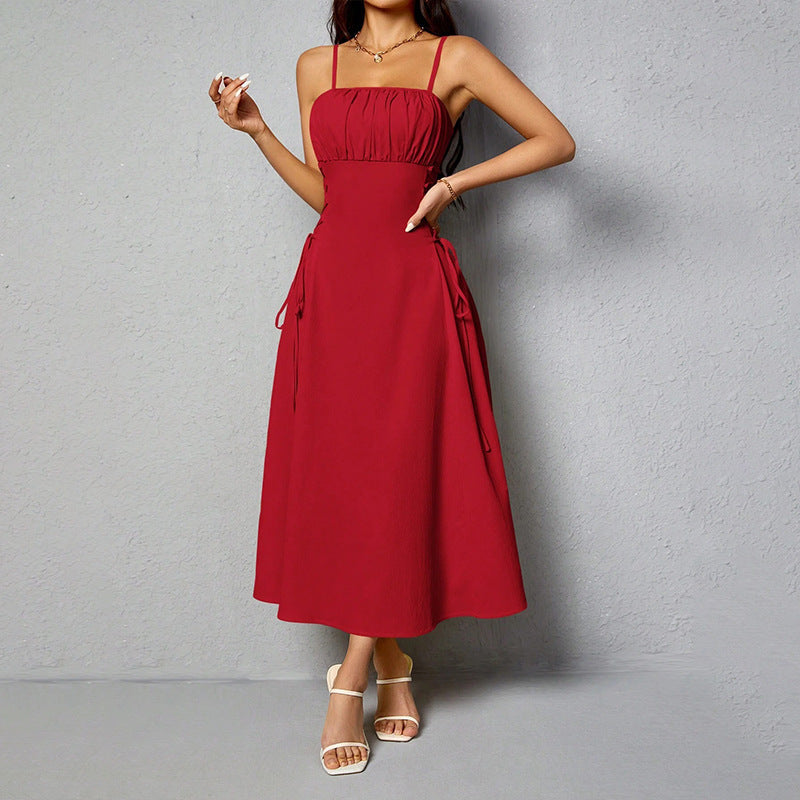 Spaghetti Straps Waist-tight Long Dress