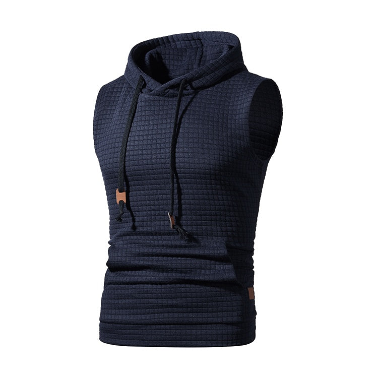 Jacquard Sleeveless Knitted Hoodie