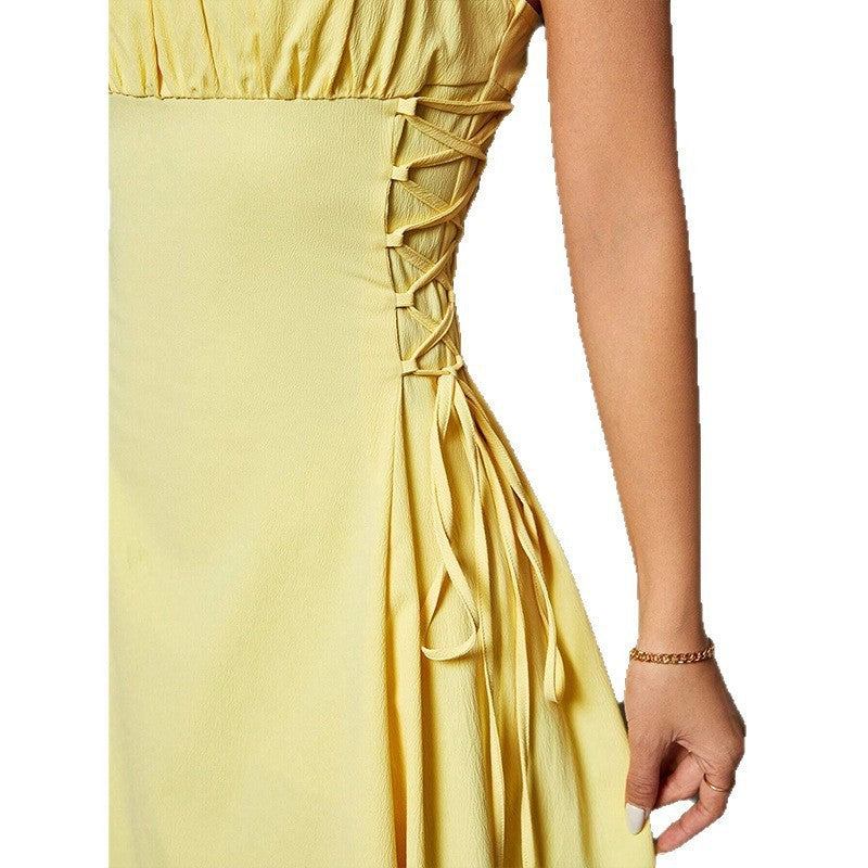 Spaghetti Straps Waist-tight Long Dress