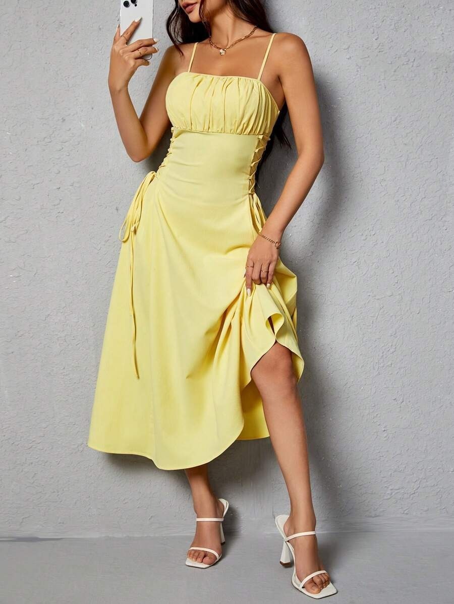 Spaghetti Straps Waist-tight Long Dress
