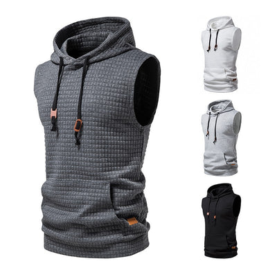 Jacquard Sleeveless Knitted Hoodie