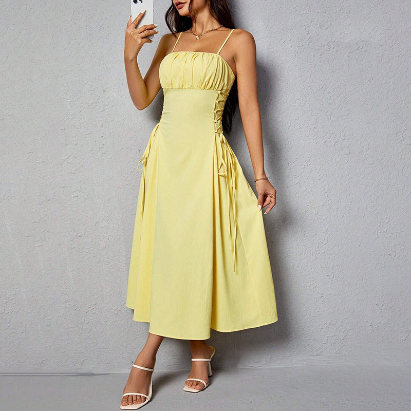 Spaghetti Straps Waist-tight Long Dress