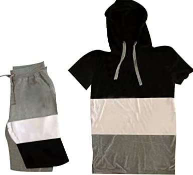 Block Hooded Shorts Set